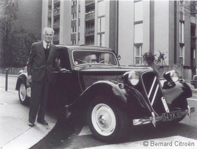 Bernard Citron with a Citron Traction Avant in 1997